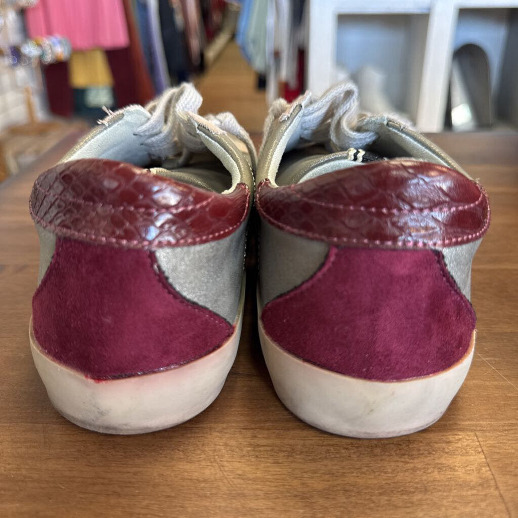 Shu Shop Silver/ Pink/ Burgundy Star Detail Sneakers 8.5