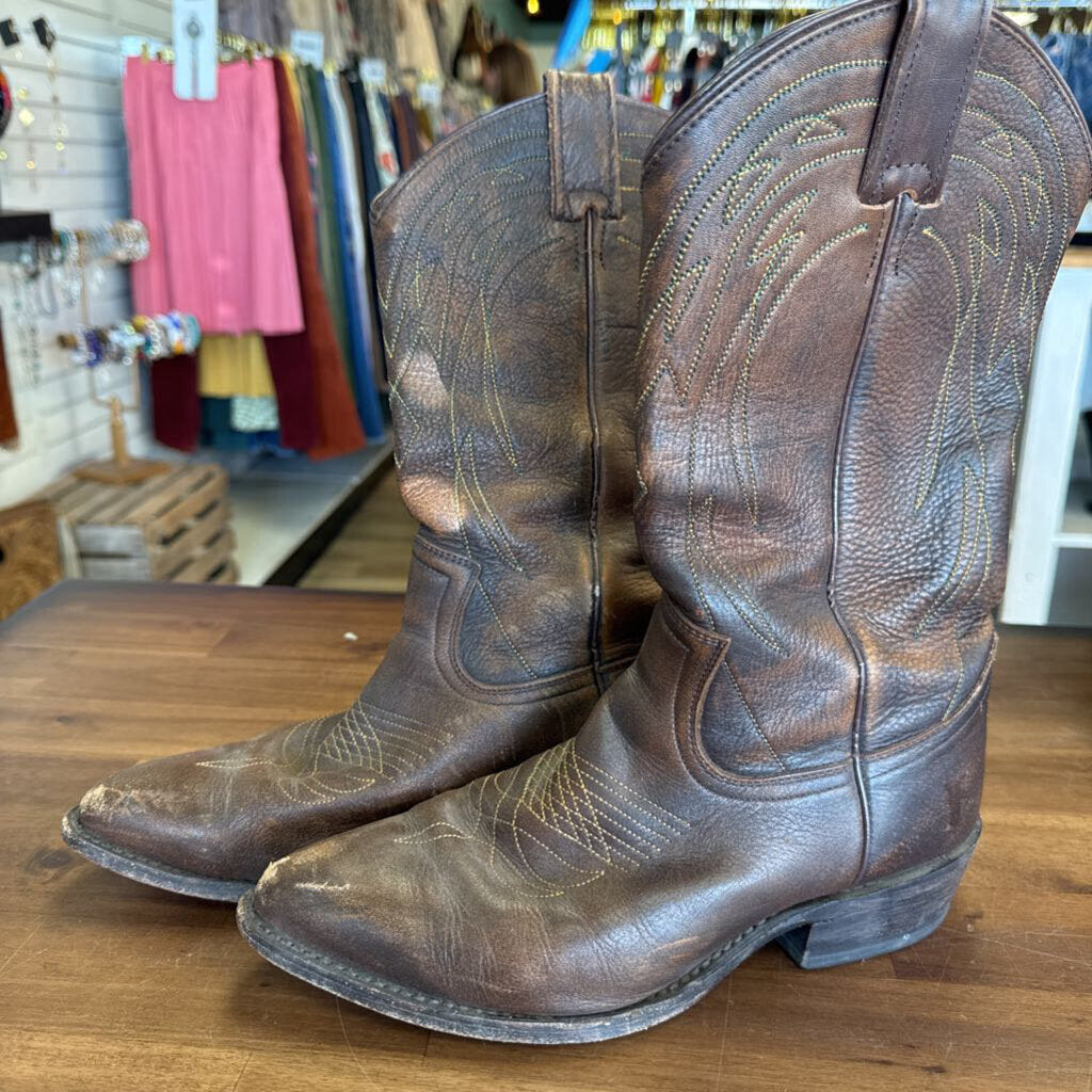 Frye Browon Leather Billy Pull On Western Boots 8.5