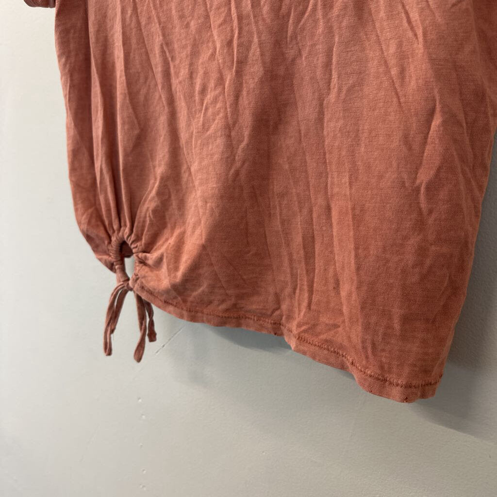 Aerie Orange Short Sleeve Tie Detail Top Medium