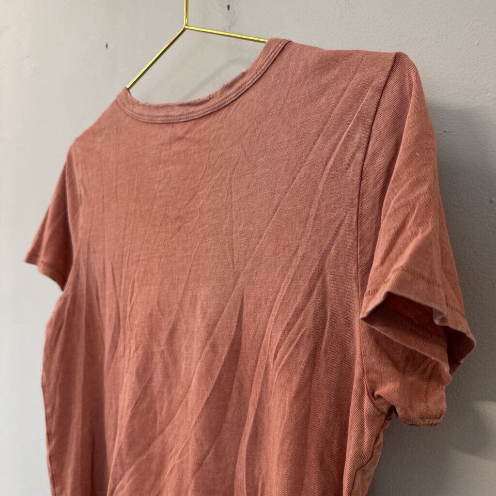 Aerie Orange Short Sleeve Tie Detail Top Medium