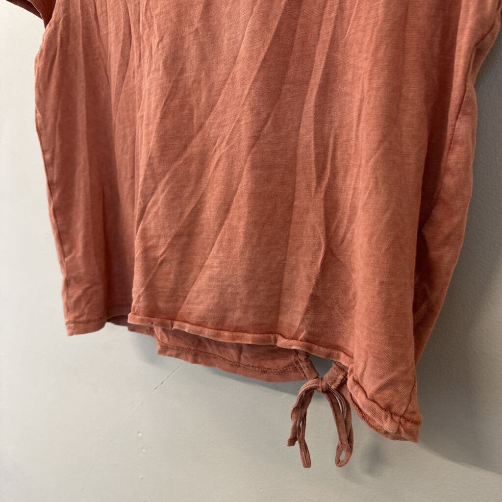 Aerie Orange Short Sleeve Tie Detail Top Medium