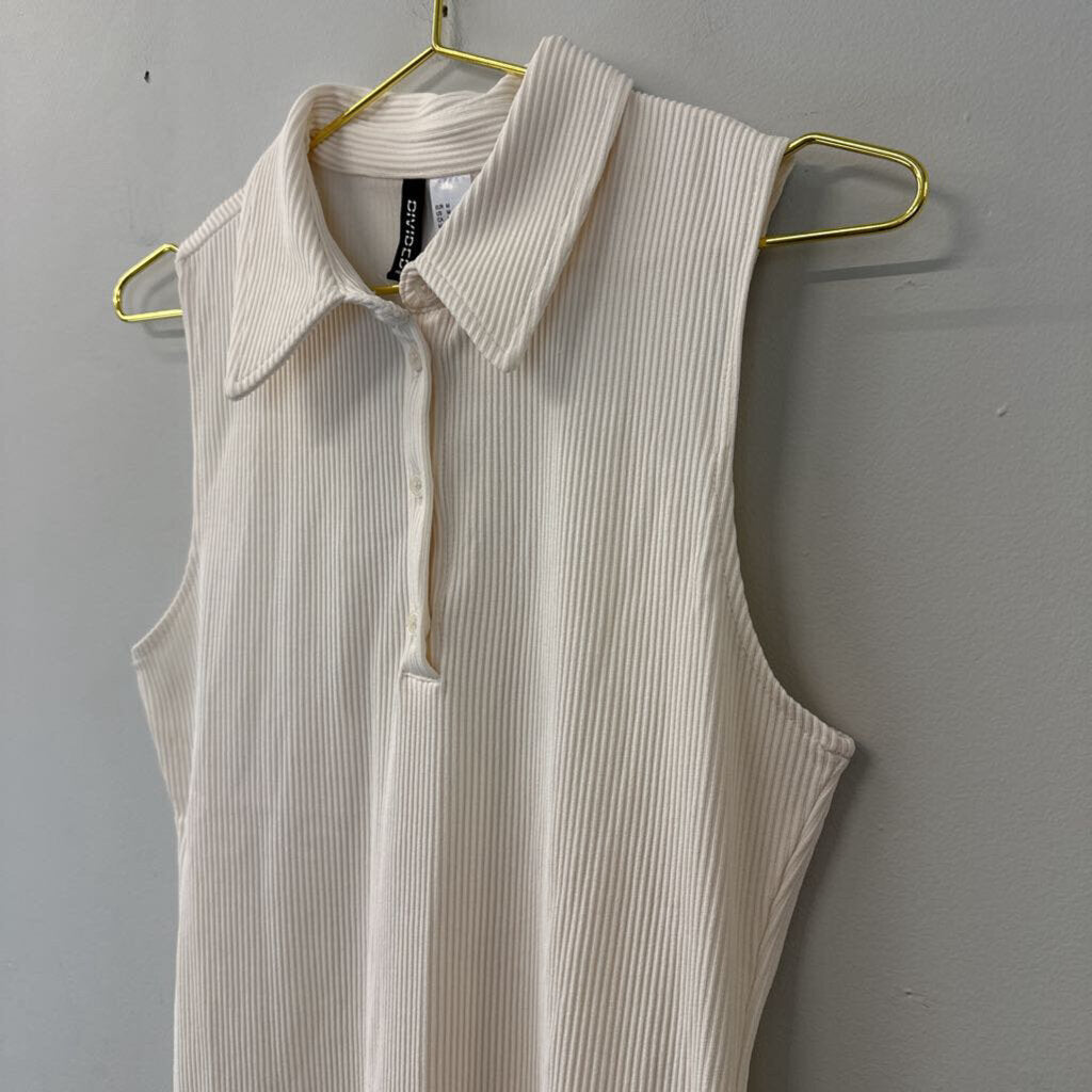 Divided Cream Ribbed Sleeveless Dress Medium