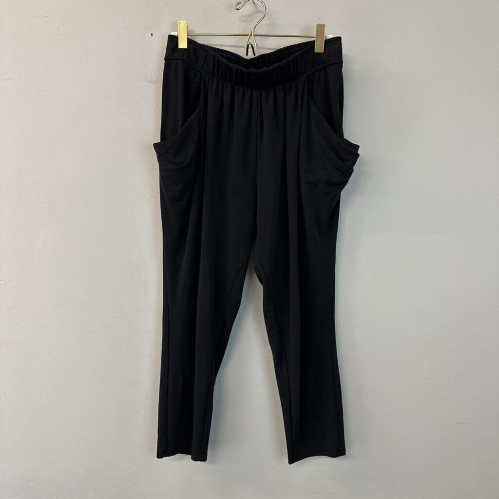 8telier Black Cotton Pull On Pants Extra Small