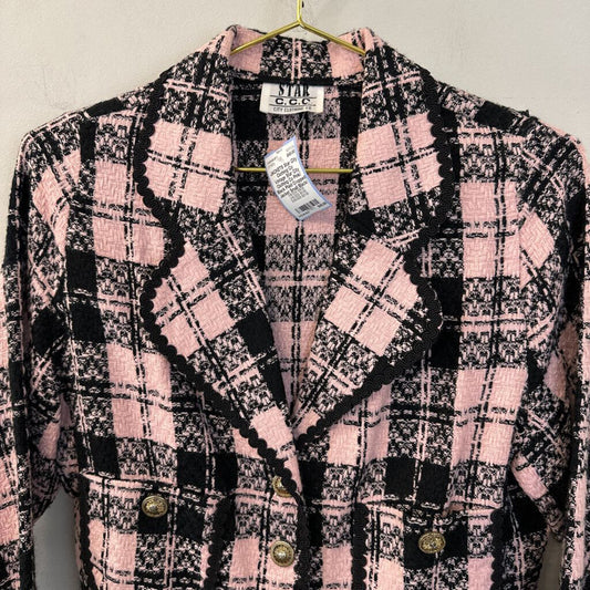 Vintage Star City Clothing Co Pink/ Black Plaid Cropped Jacket Small