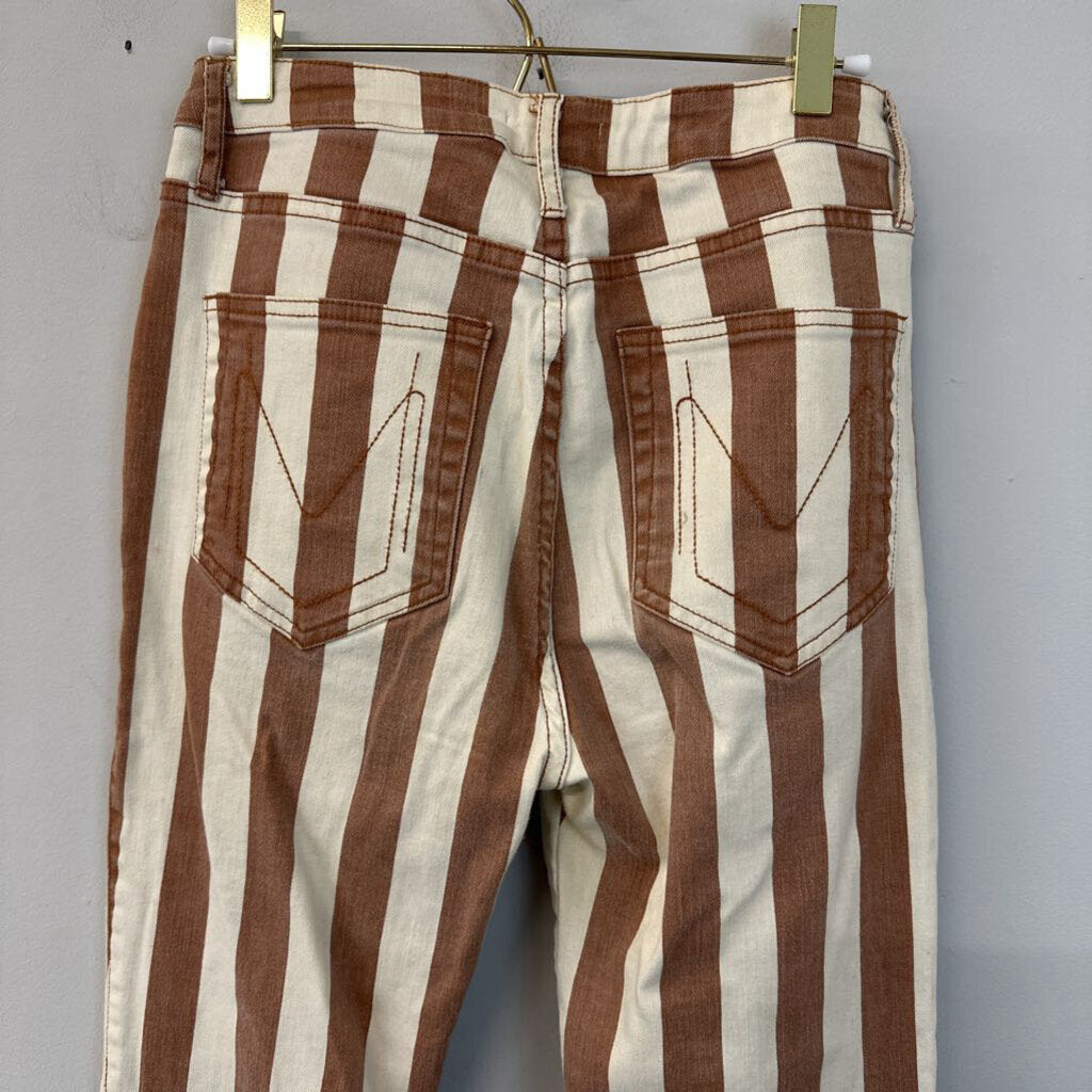 Mumu Blue Cream/ Brown Striped Flare Leg Pants 28