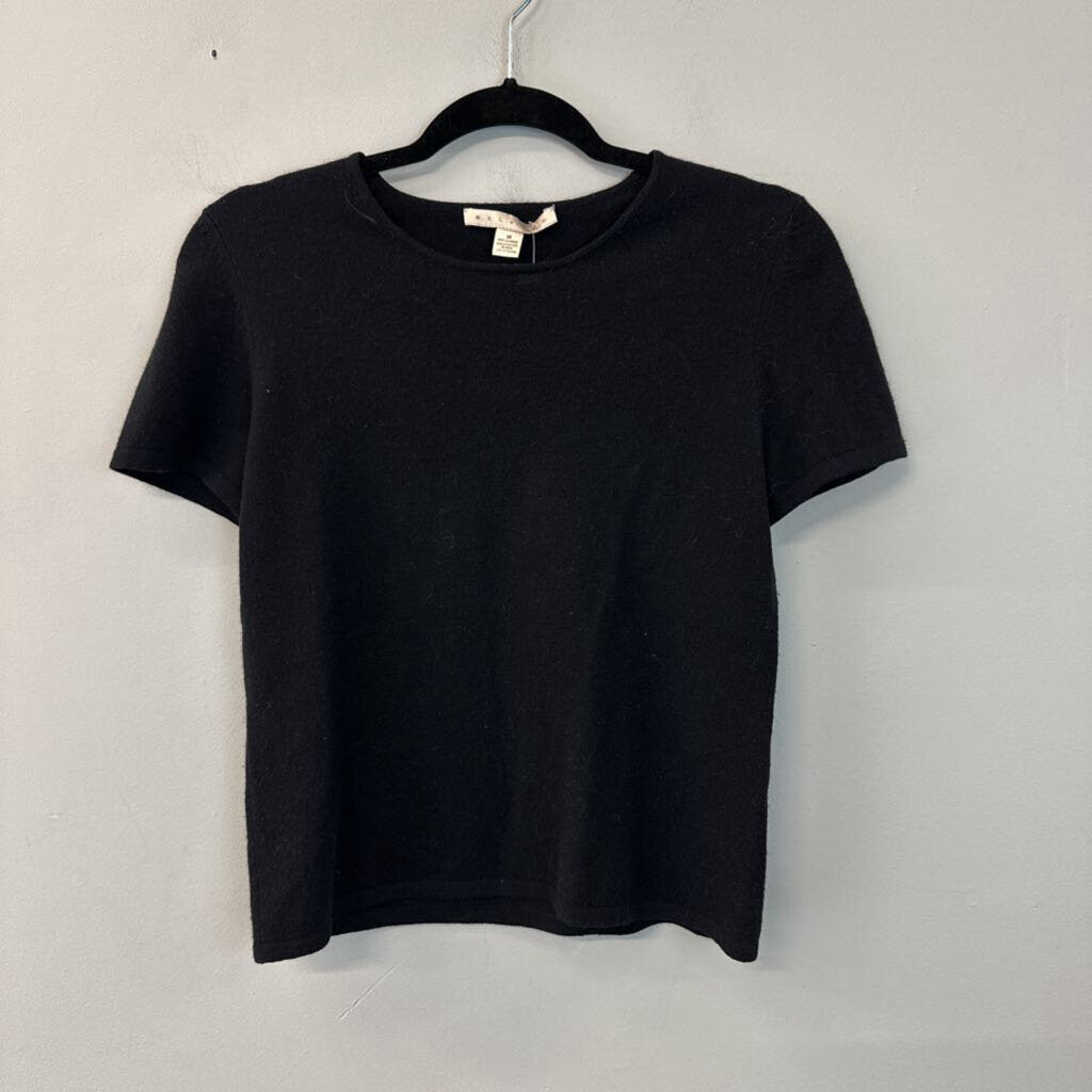 Belford Black 100% Cashmere Short Sleeve Top Medium