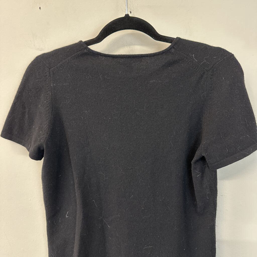 Belford Black 100% Cashmere Short Sleeve Top Medium