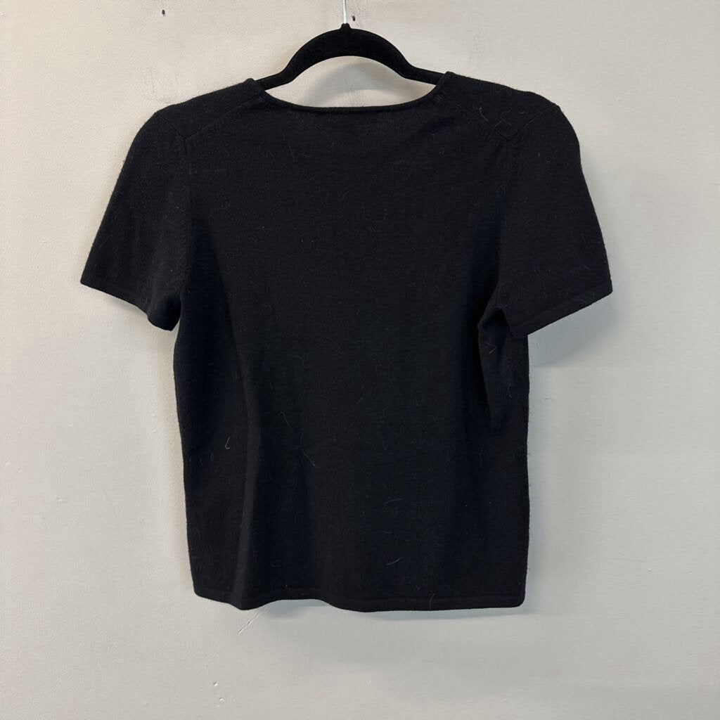 Belford Black 100% Cashmere Short Sleeve Top Medium