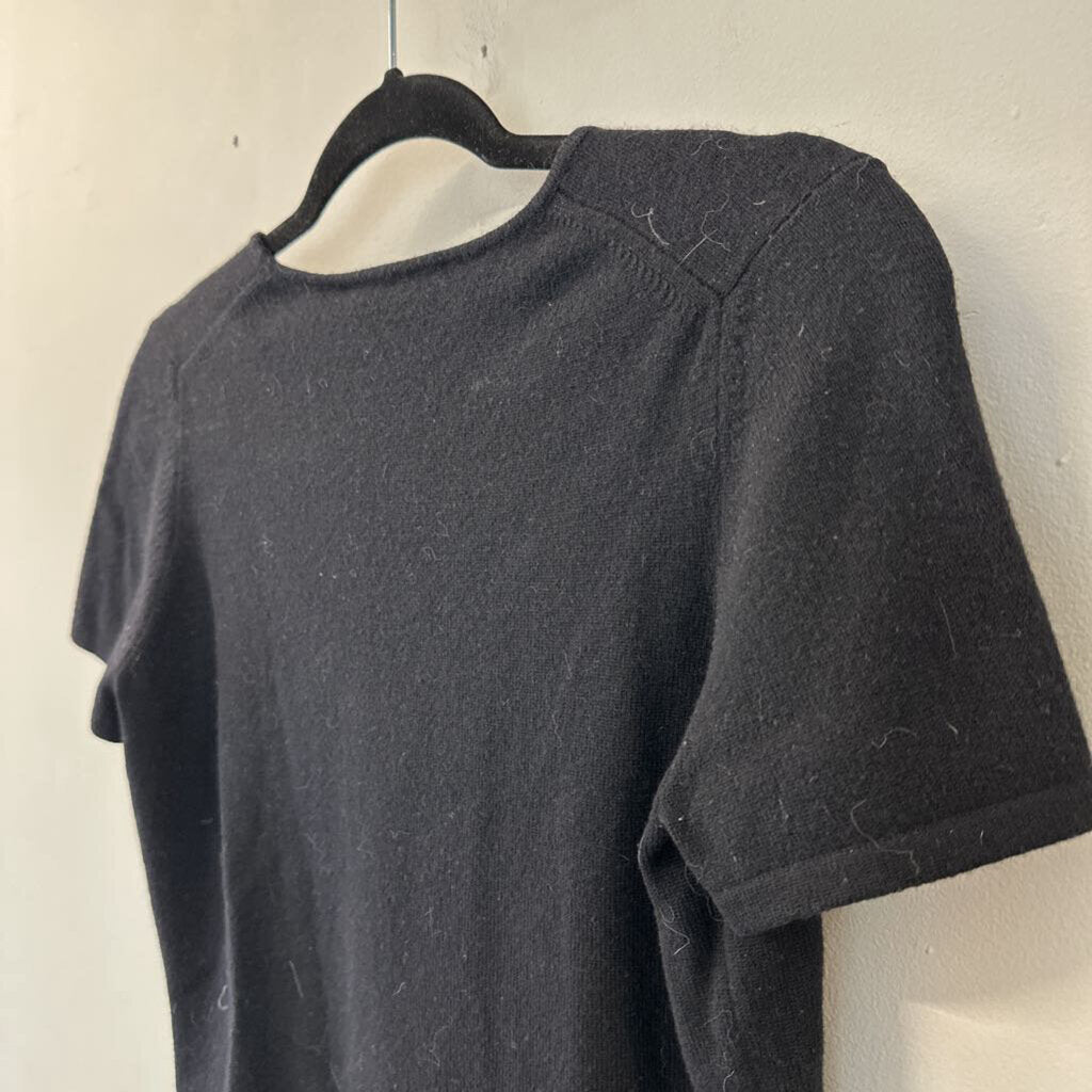 Belford Black 100% Cashmere Short Sleeve Top Medium