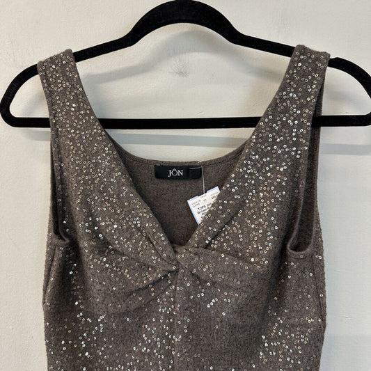 Jon Brown Knit 100% Wool Sequin Sleeveless Top Medium