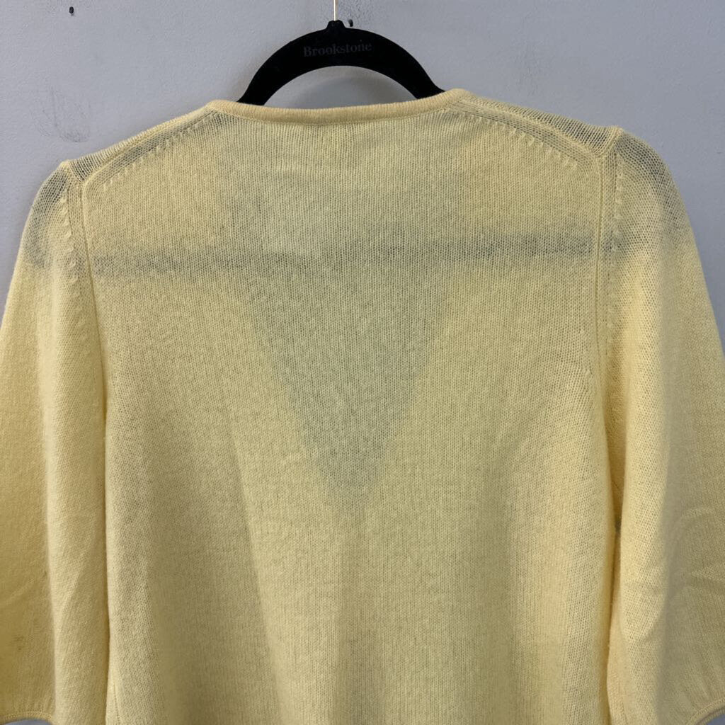 White and Warren Yellow 100% Cashmere Cardigan Sweater Large