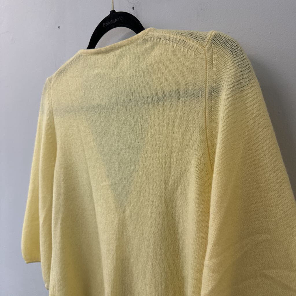 White and Warren Yellow 100% Cashmere Cardigan Sweater Large