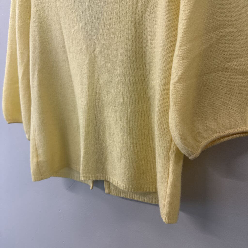 White and Warren Yellow 100% Cashmere Cardigan Sweater Large