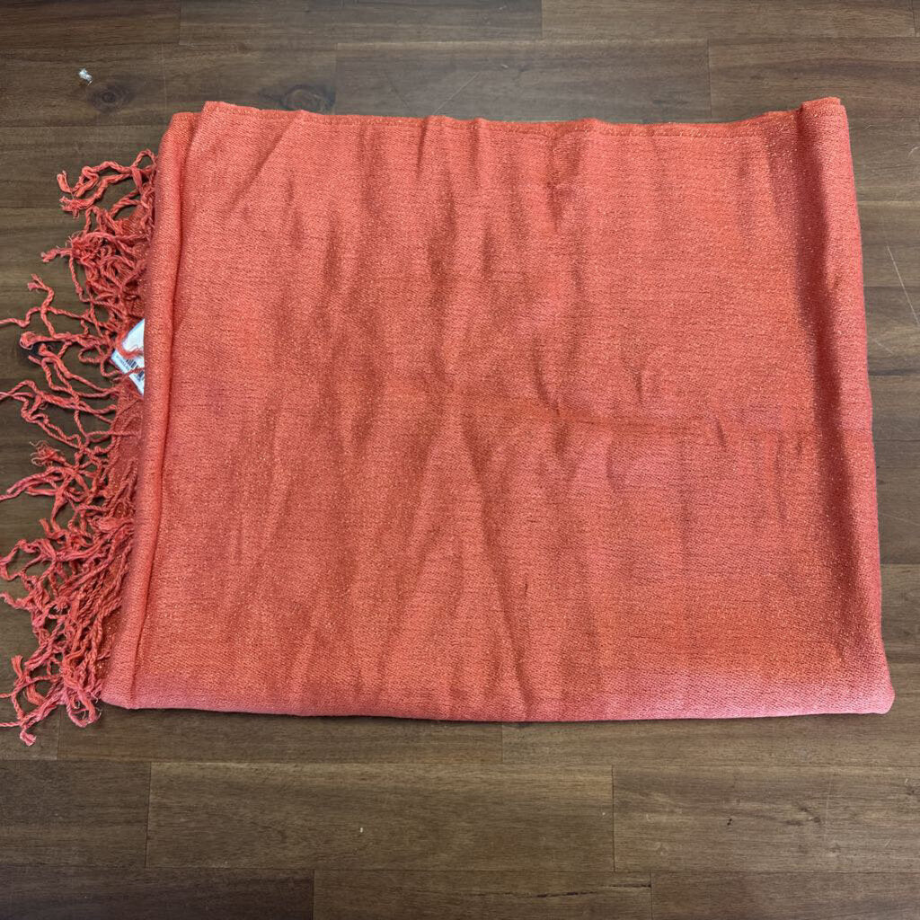 Orange Metallic Thread 100% Pashmina Scarf