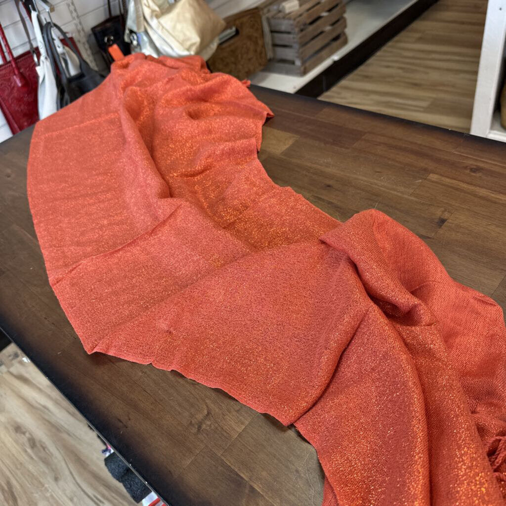 Orange Metallic Thread 100% Pashmina Scarf