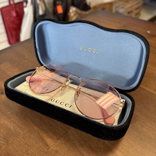 Gucci Gold/ Pink Round Sunglasses