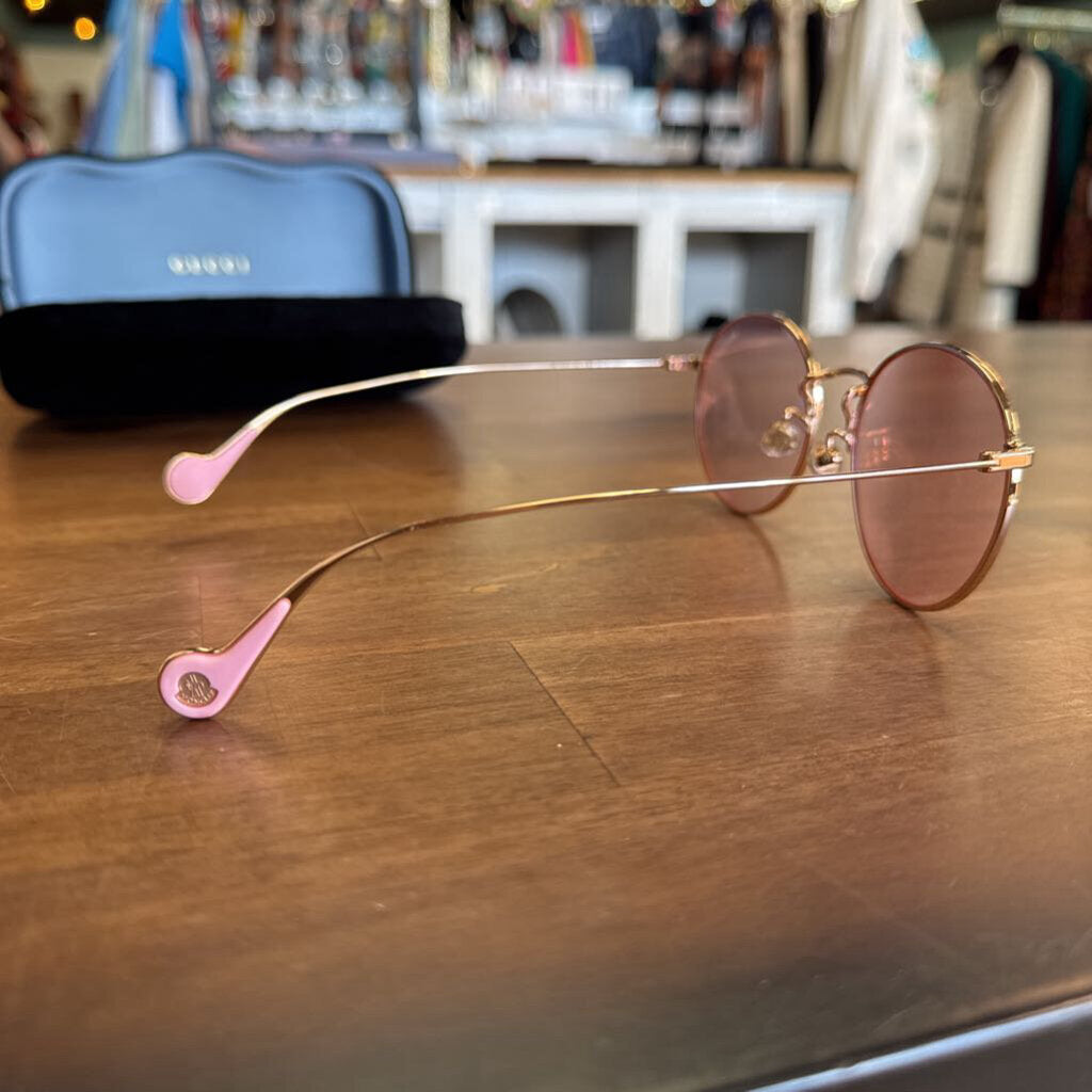 Gucci Gold/ Pink Round Sunglasses