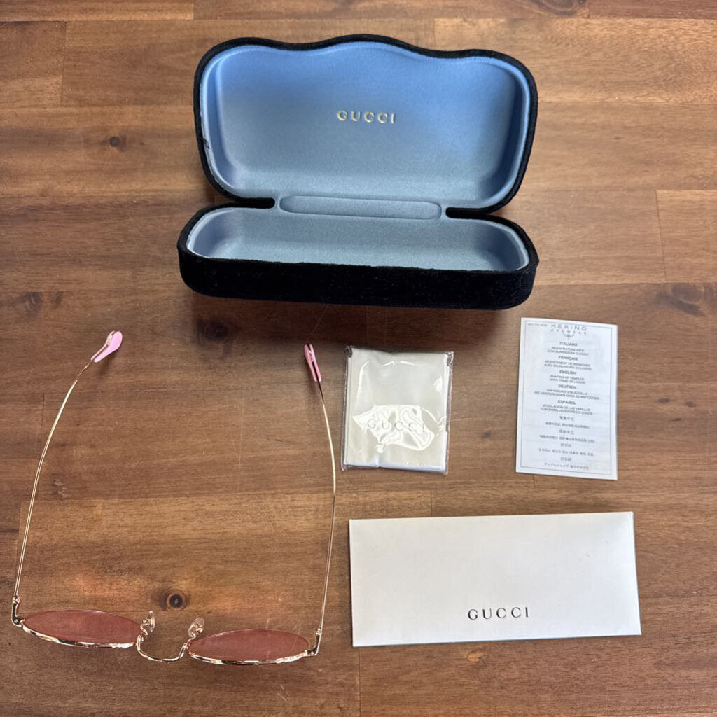 Gucci Gold/ Pink Round Sunglasses