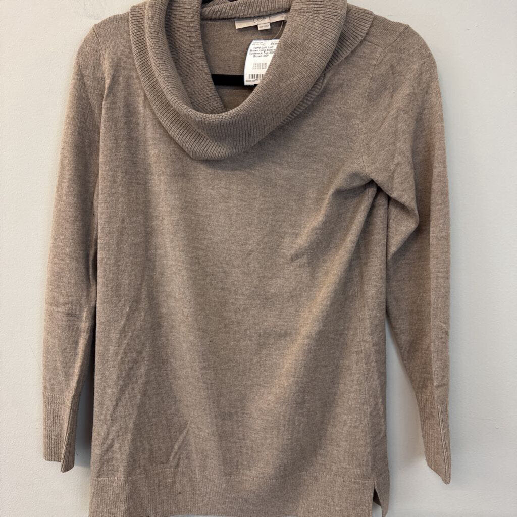 Loft Brown Long Sleeve Turtleneck Top XSP