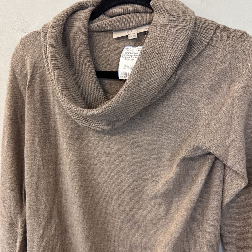 Loft Brown Long Sleeve Turtleneck Top XSP