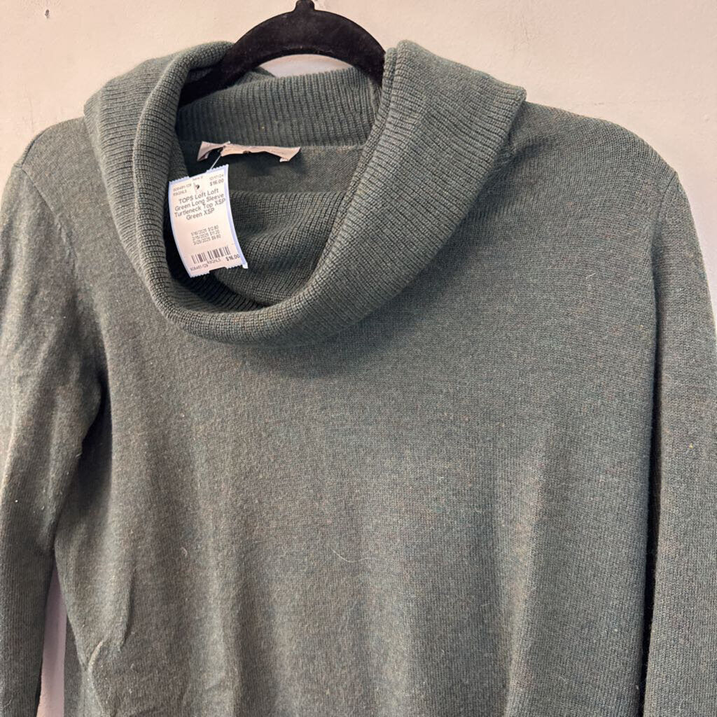 Loft Green Long Sleeve Turtleneck Top XSP