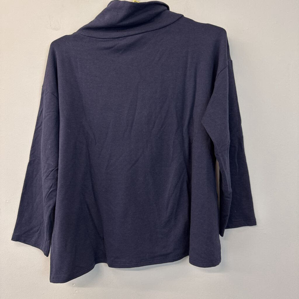 Eileen Fisher Navy Blue Long Sleeve Turtleneck Top Extra Small