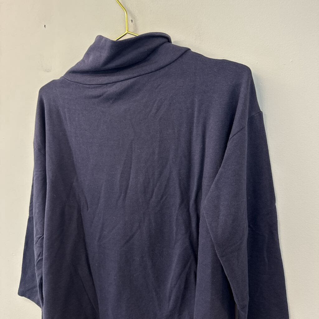 Eileen Fisher Navy Blue Long Sleeve Turtleneck Top Extra Small