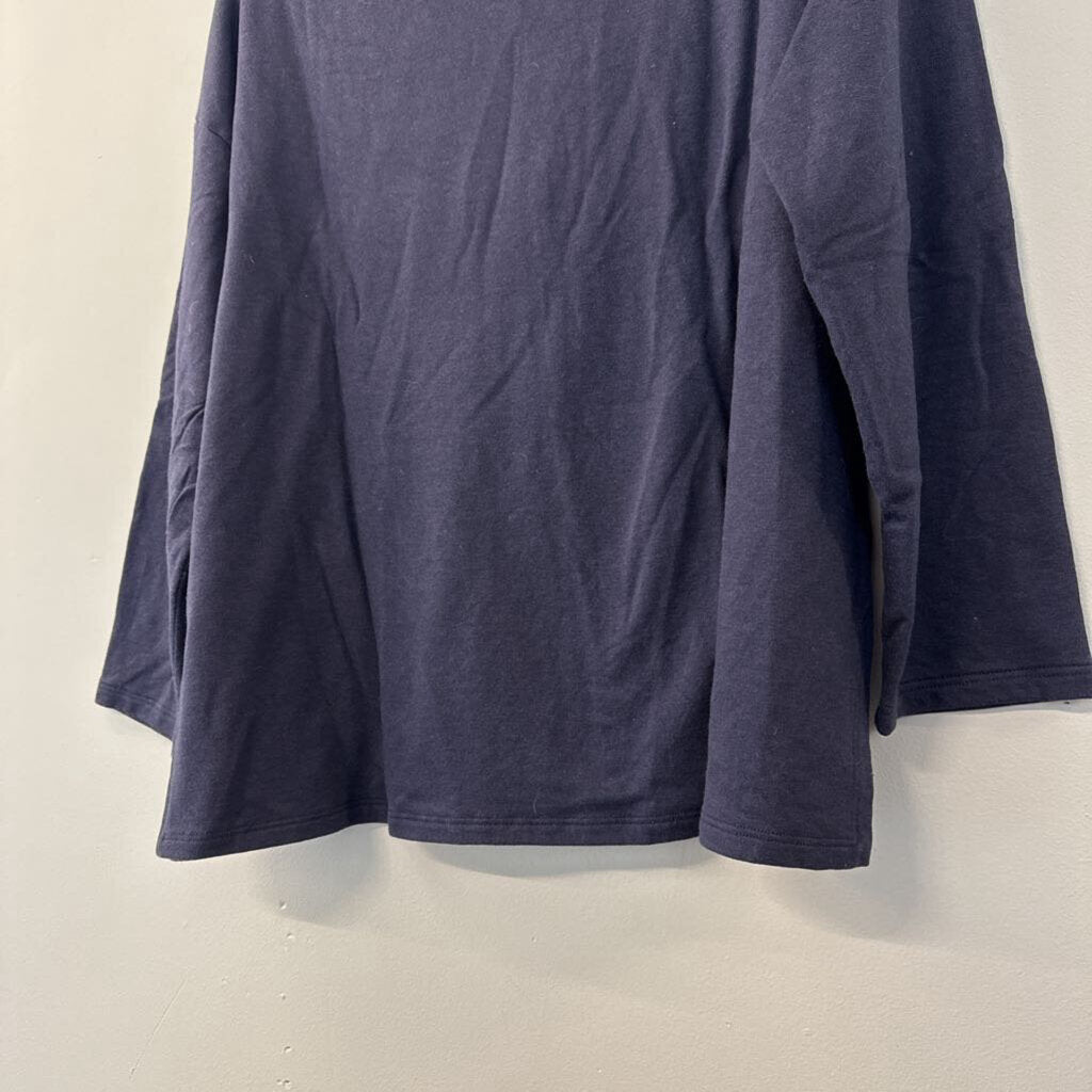 Eileen Fisher Navy Blue Long Sleeve Turtleneck Top Extra Small