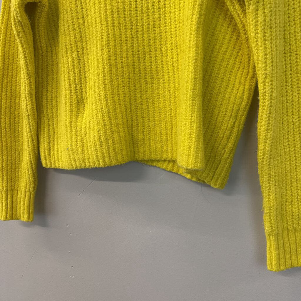 Anthropologie Yellow Knit Long Sleeve Cropped Turtleneck Sweater Extra Small