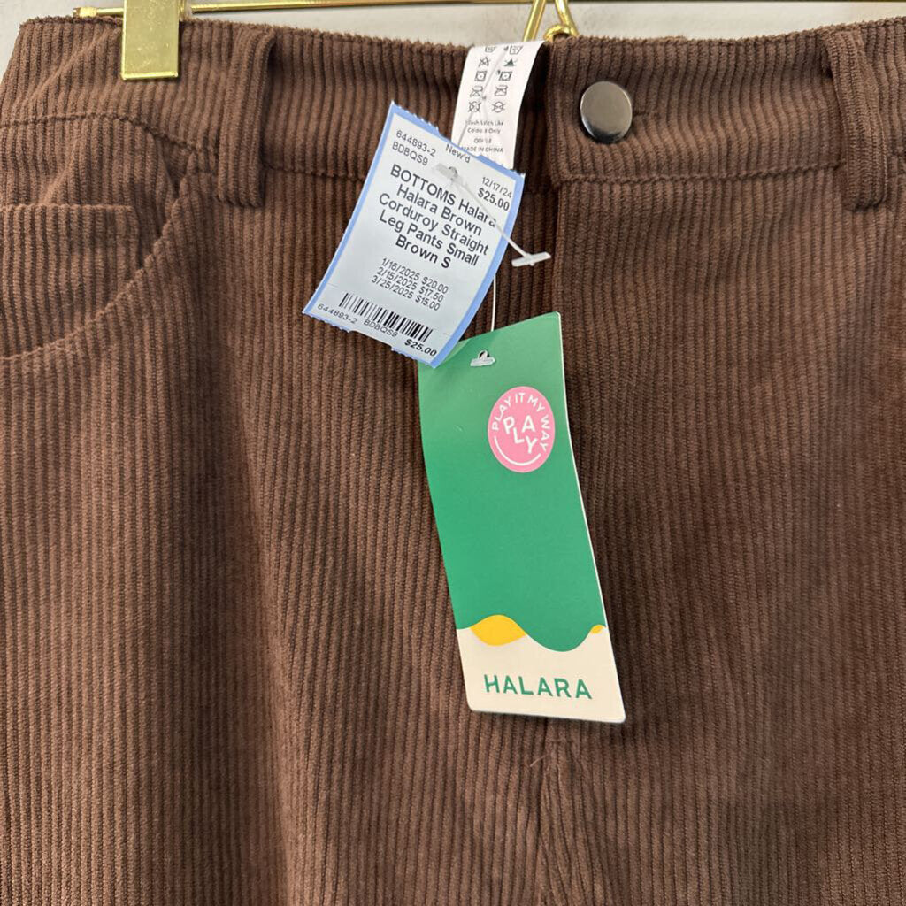 Halara Brown Corduroy Straight Leg Pants Small