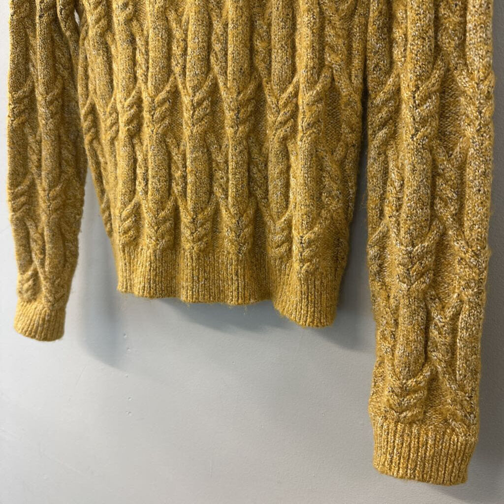 John and Jenn Yellow Crewneck Cable Knit Sweater Small