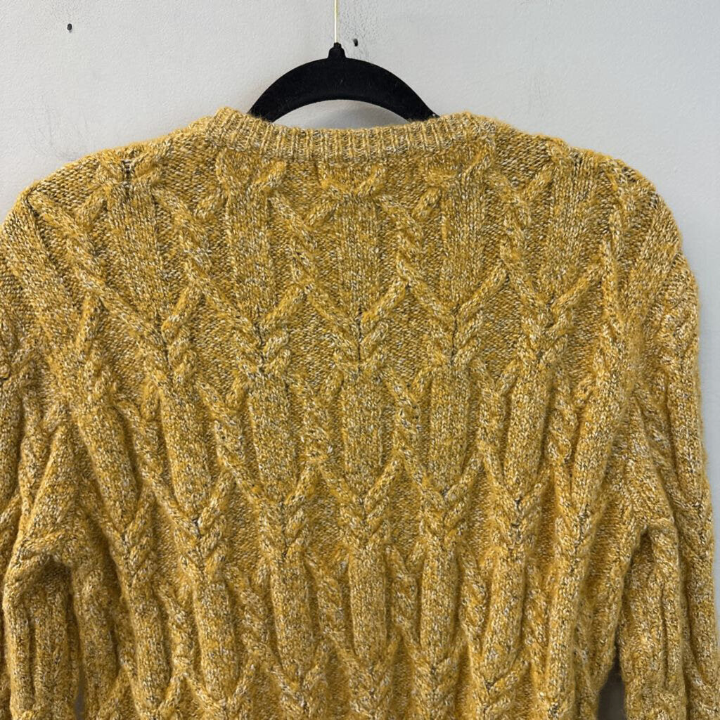 John and Jenn Yellow Crewneck Cable Knit Sweater Small