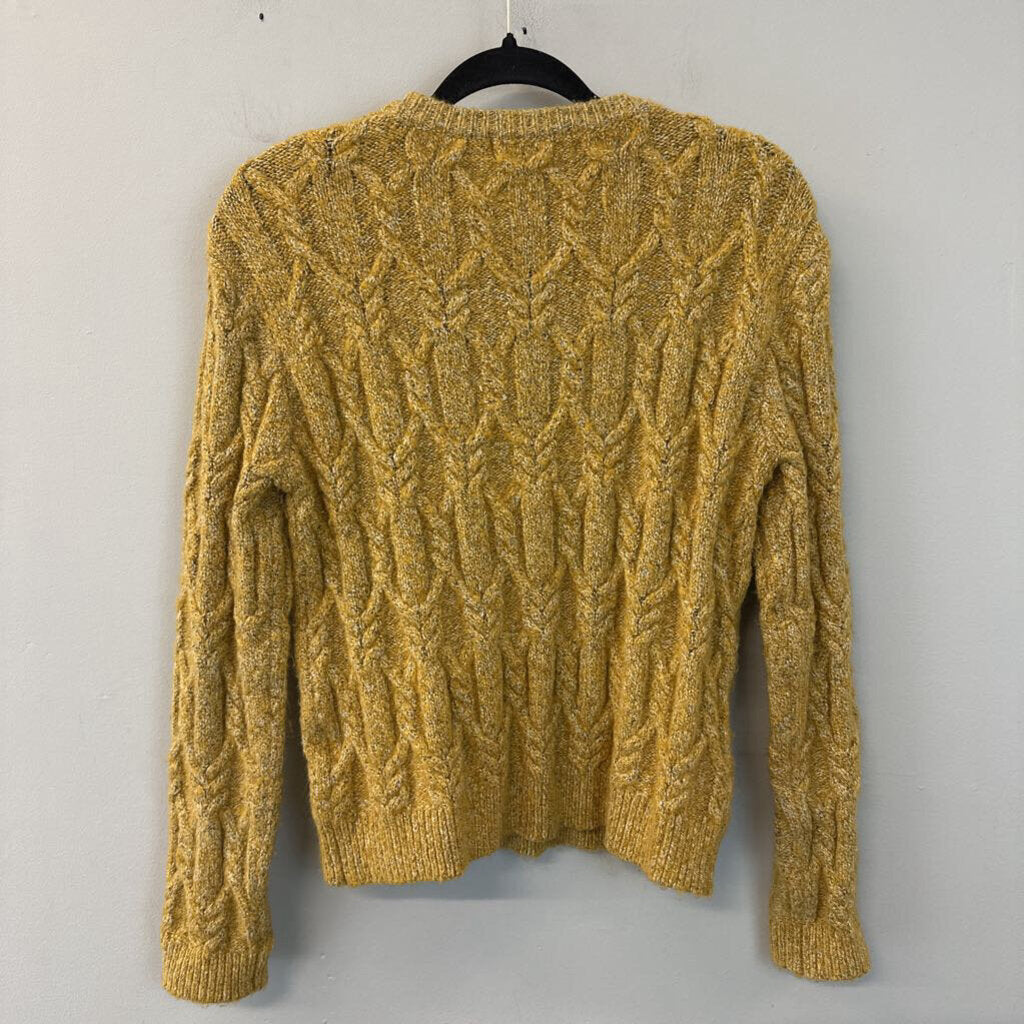 John and Jenn Yellow Crewneck Cable Knit Sweater Small