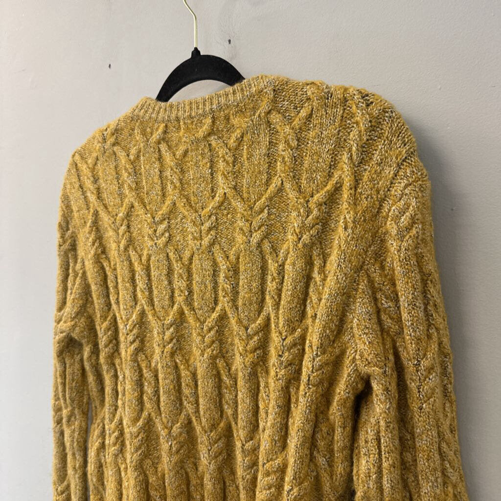 John and Jenn Yellow Crewneck Cable Knit Sweater Small