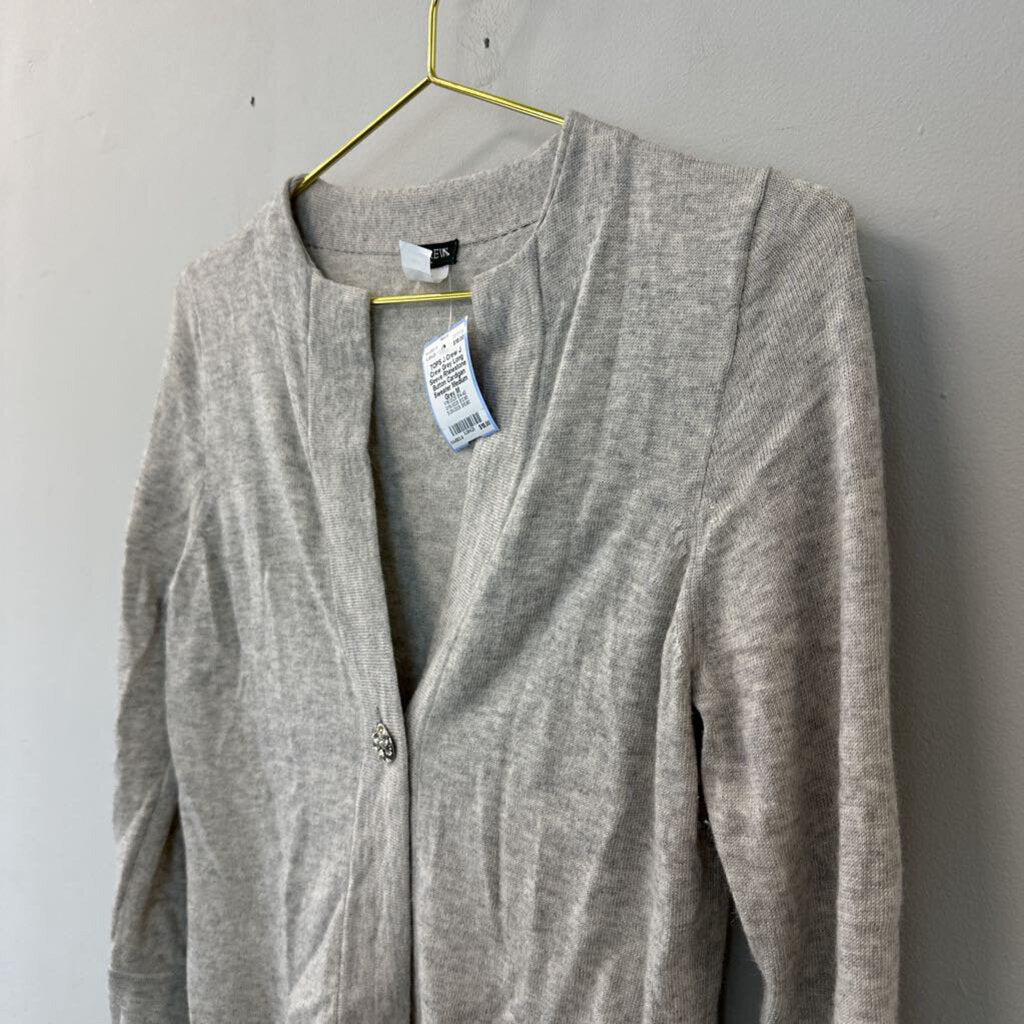 J Crew Grey Long Sleeve Rhinestone Button Cardigan Sweater Medium