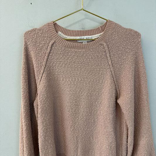 Knox Rose Pink Textured Long Sleeve Sweater Top Small