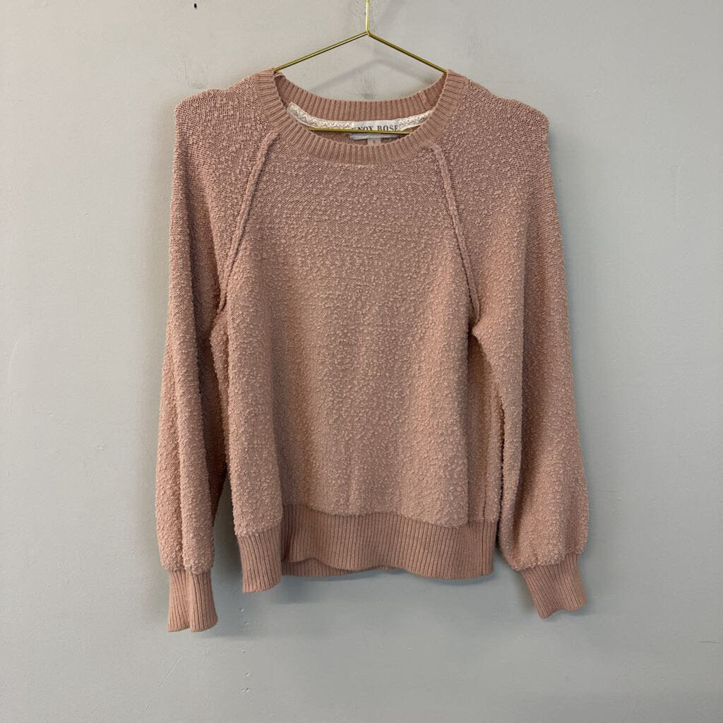 Knox Rose Pink Textured Long Sleeve Sweater Top Small