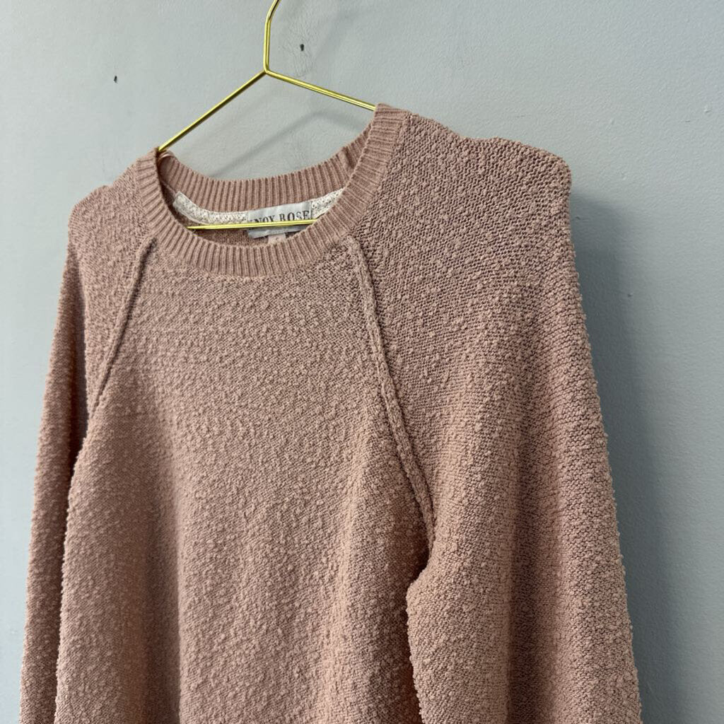 Knox Rose Pink Textured Long Sleeve Sweater Top Small