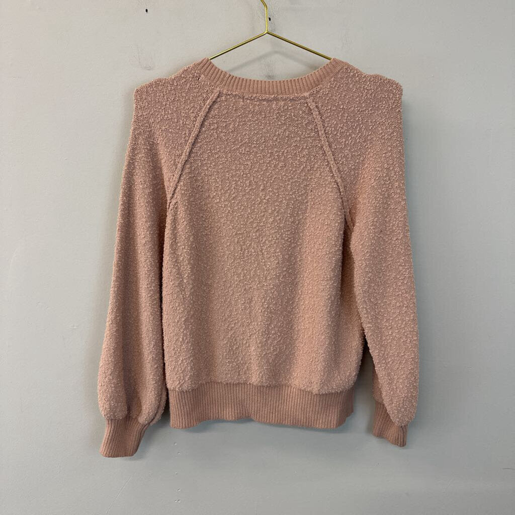 Knox Rose Pink Textured Long Sleeve Sweater Top Small