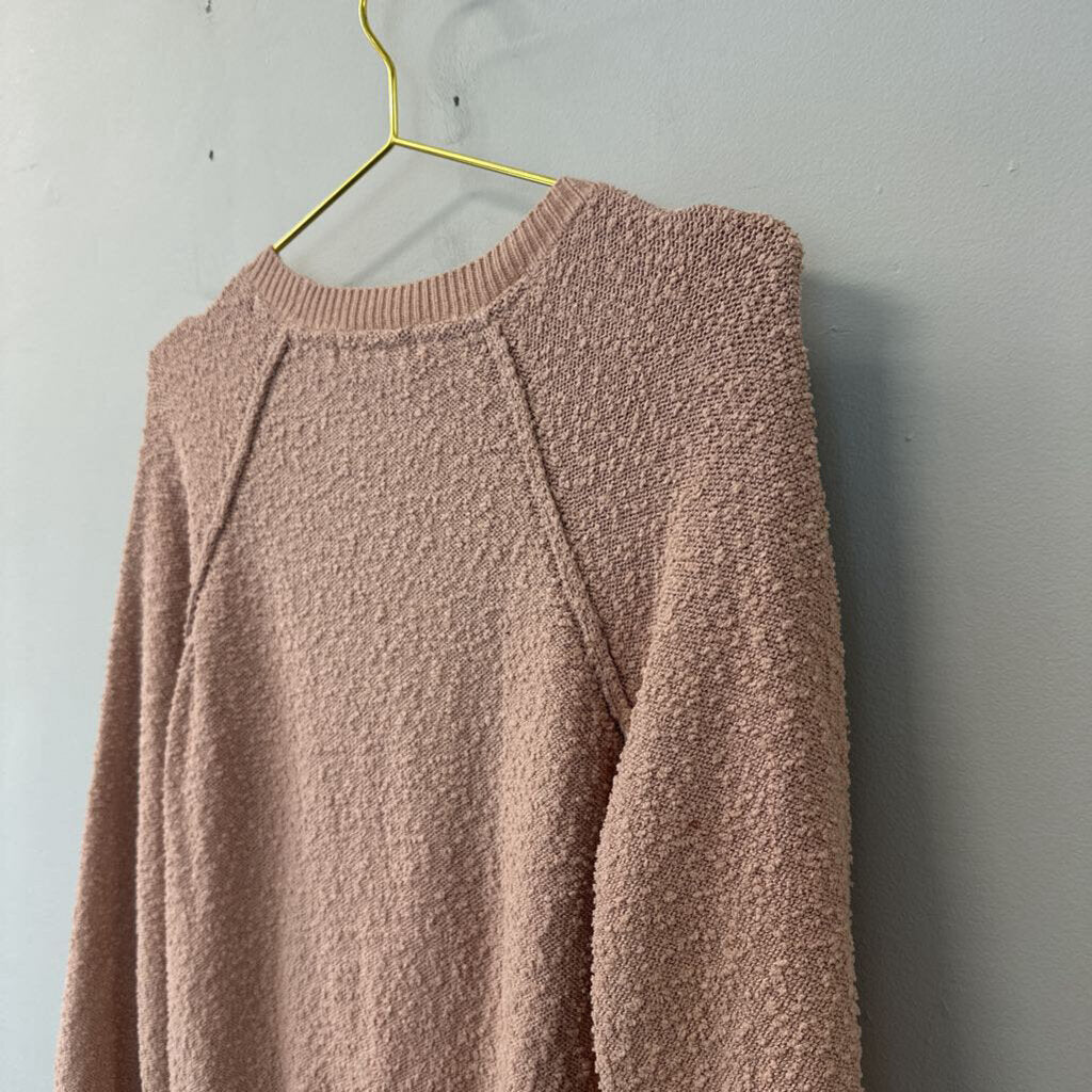 Knox Rose Pink Textured Long Sleeve Sweater Top Small