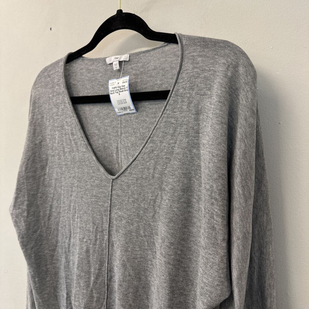 Gap Grey Long Sleeve V Neck Top Small