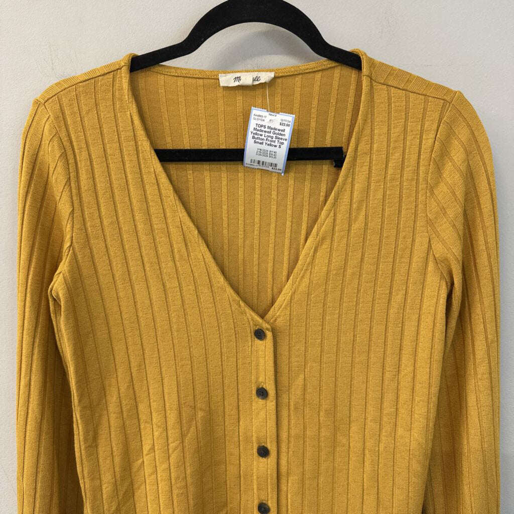 Madewell Golden Yellow Long Sleeve Button Front Top Small