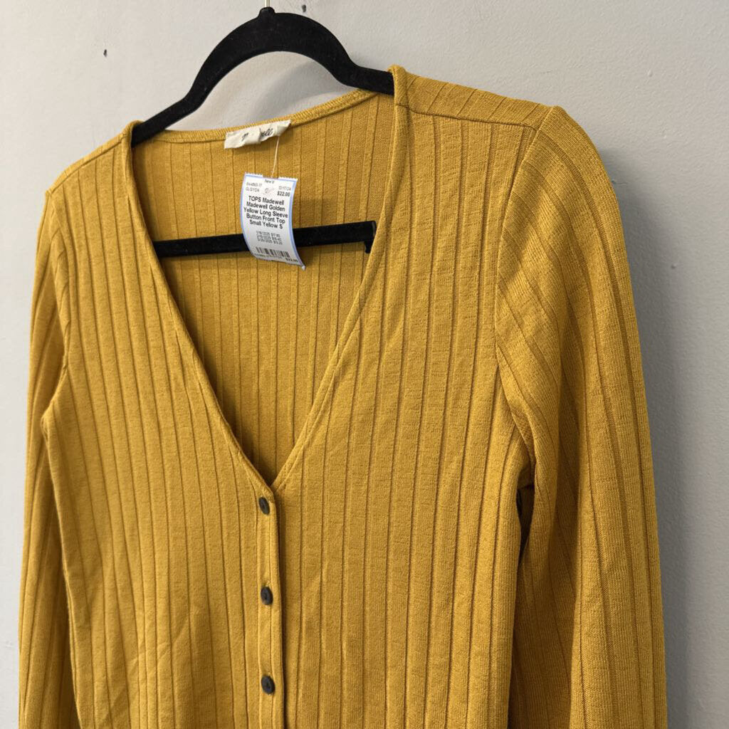 Madewell Golden Yellow Long Sleeve Button Front Top Small