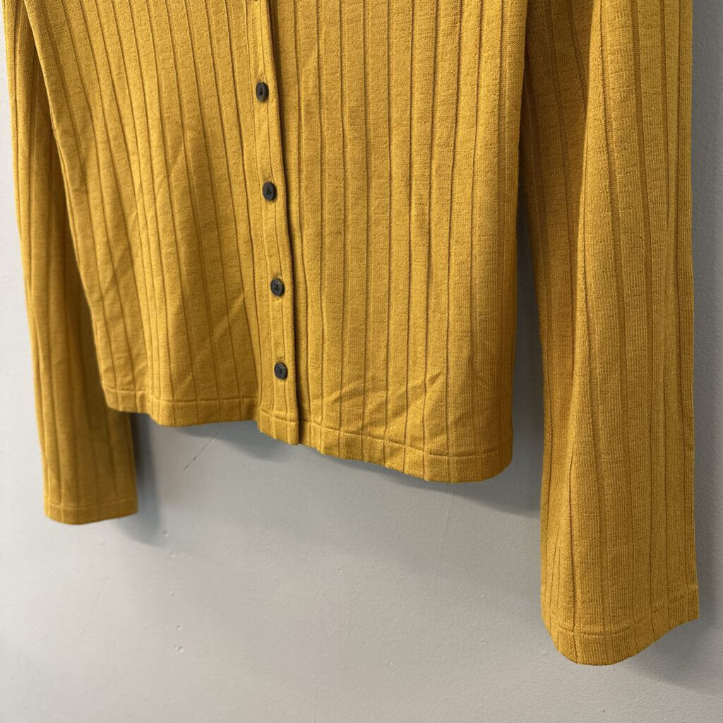 Madewell Golden Yellow Long Sleeve Button Front Top Small