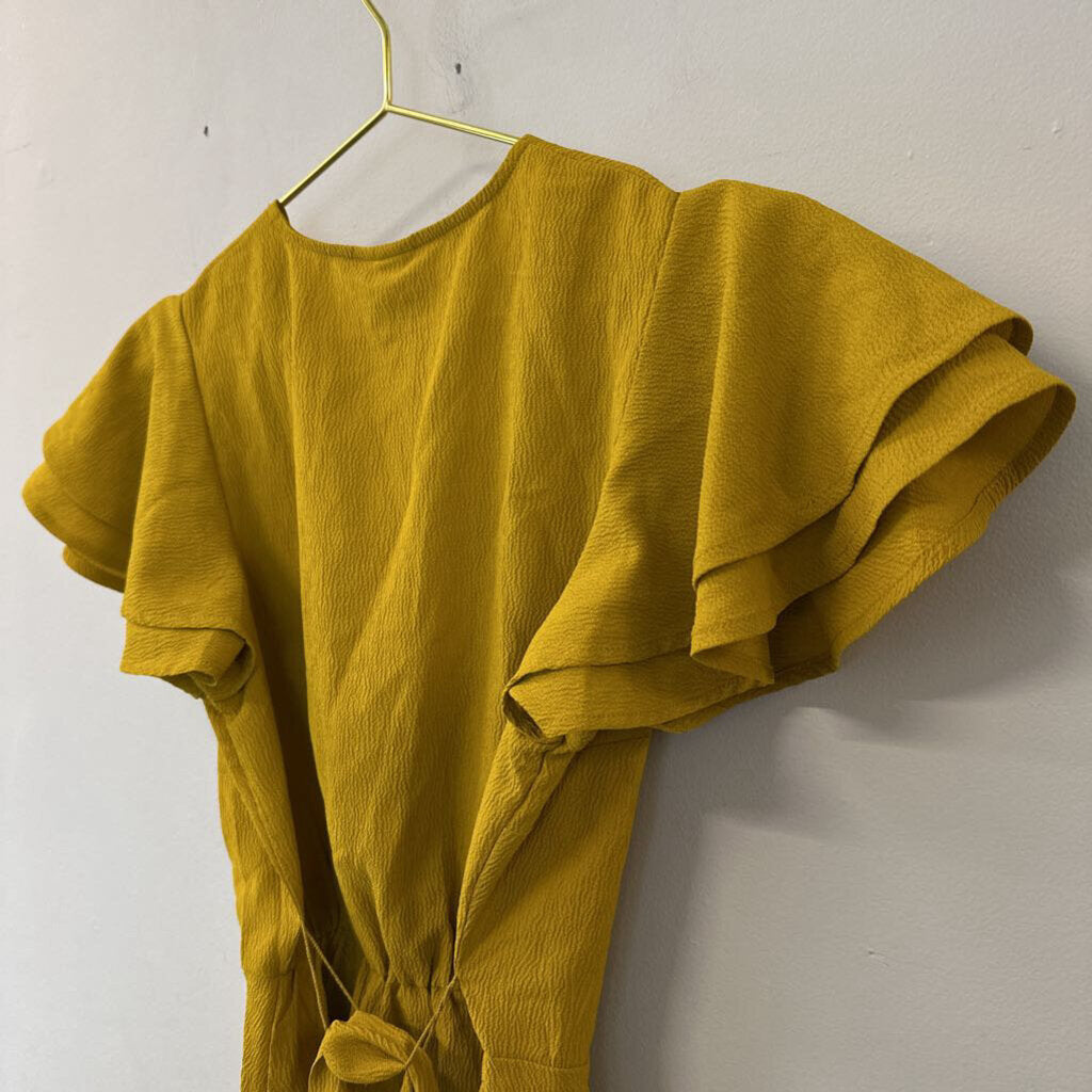 A New Day Yellow Short Sleeve Ruffle Detail Wrap Top Extra Small