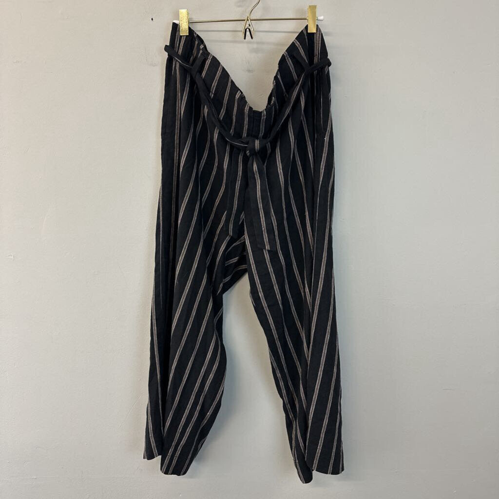 J Jill Black/ Brown Striped Wide Leg Pants Large