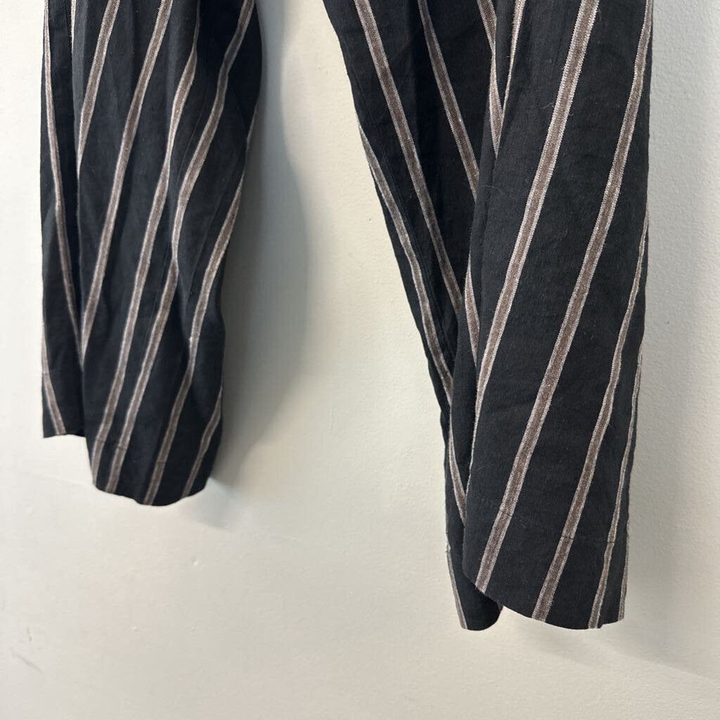 J Jill Black/ Brown Striped Wide Leg Pants Large