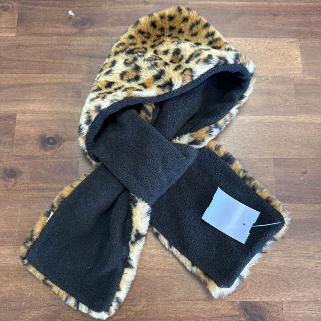 Brown/ Black Leopard Print Faux Fur Wrap Scarf