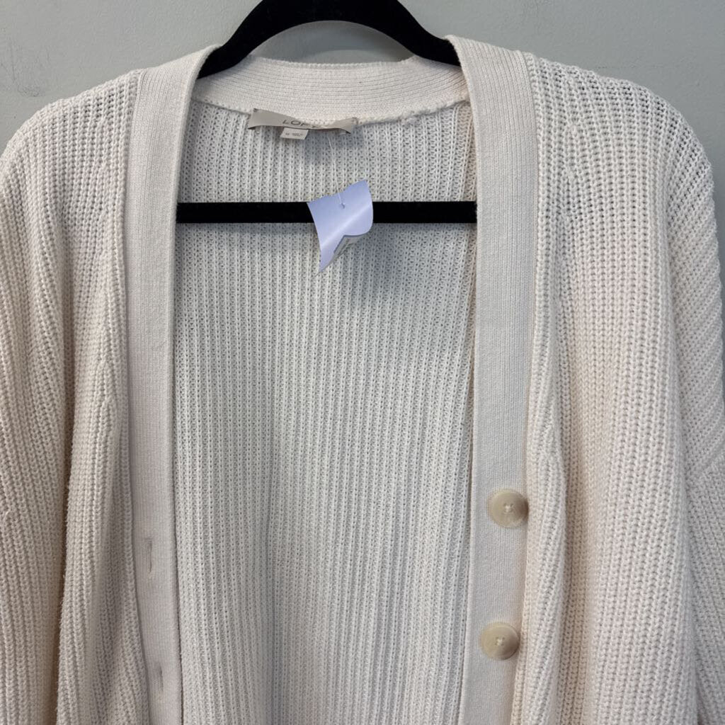 Loft Cream Knit Cardigan Sweater Medium