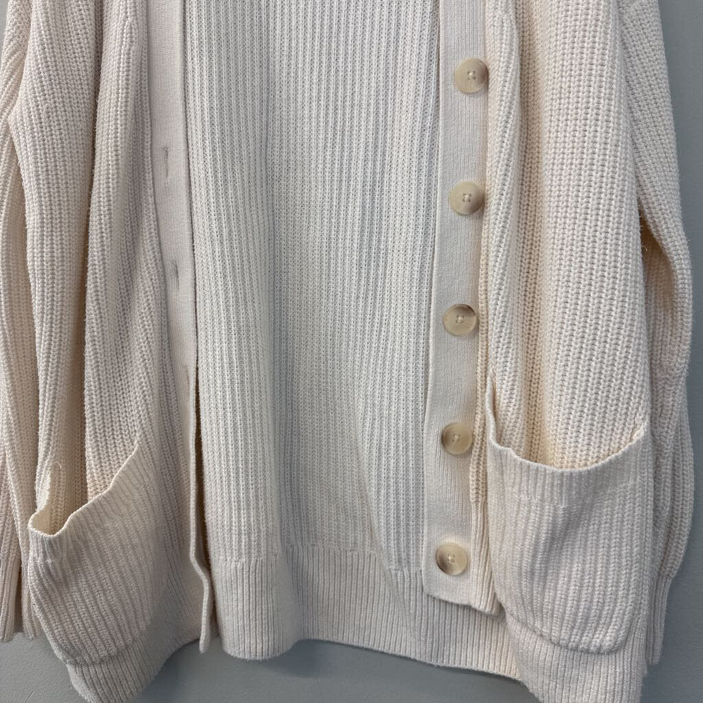 Loft Cream Knit Cardigan Sweater Medium